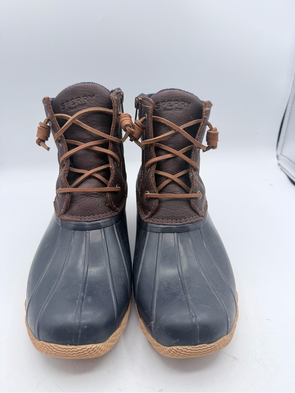 Sperry Brown and Black Womens Waterproof Duck Boots